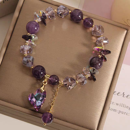 Women’s Purple Heart Amethyst Bracelet – Fashion Elegant Crystal Jewelry