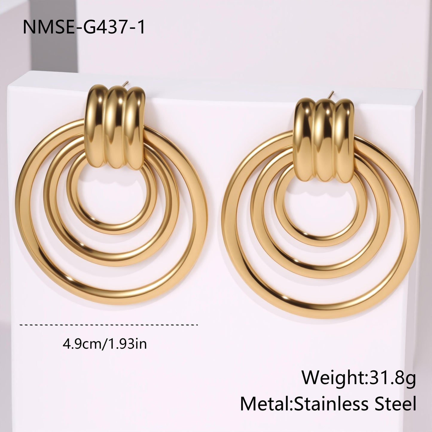 Minimalist 18K Gold Geometric Earrings – Durable Stainless Steel Design