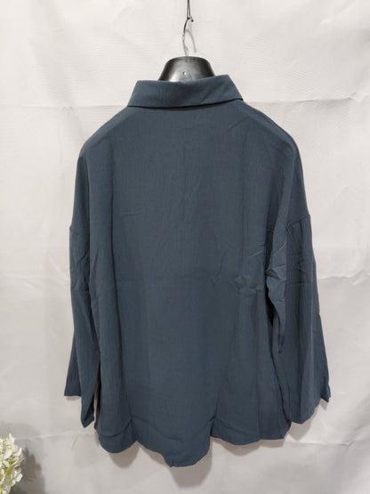 Lapel Long Sleeve Shirt Women's Single-breasted Pleated Shirt Tops Clothing