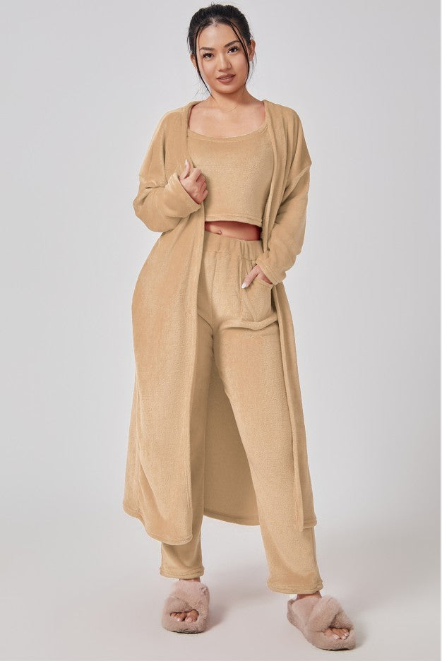 Women’s Cozy 3-Piece Pajama Set Winter Lounge Matching Set