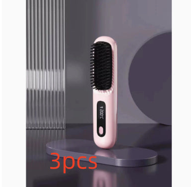 2-in-1 Wireless Hair Straightener & Comb – Fast Heating USB Brush
