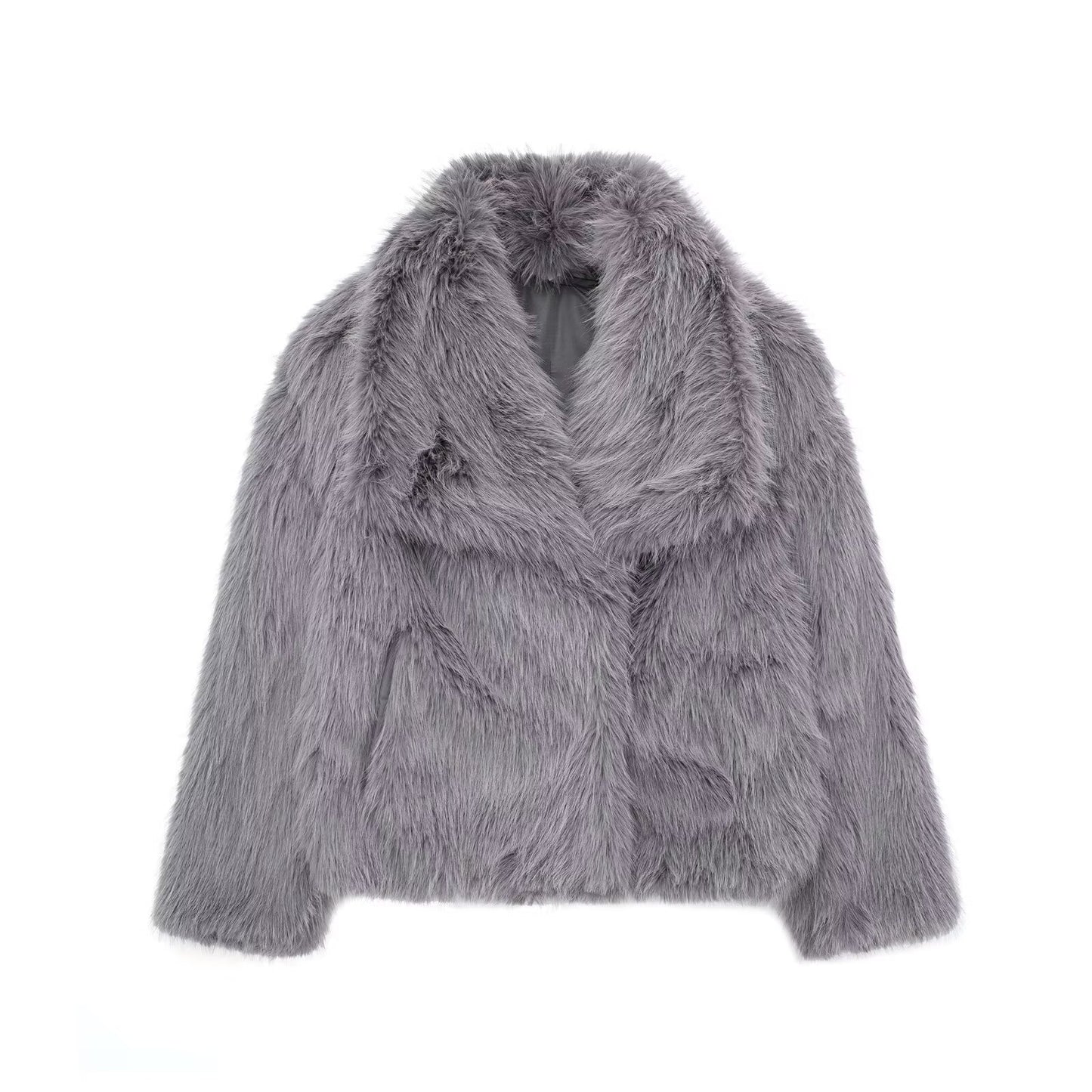Women’s Winter Plush Coat Thick Fluffy Lapel Jacket