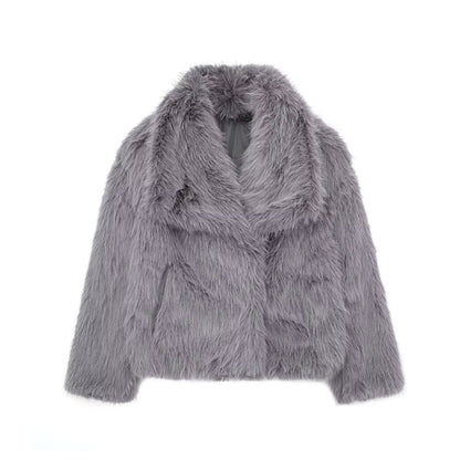 Women’s Winter Plush Coat Thick Fluffy Lapel Jacket