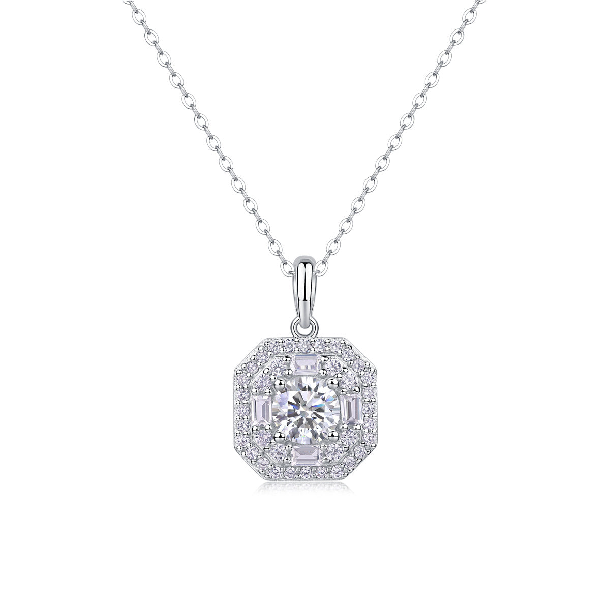 1ct Moissan Diamond Silver Pendant – Platinum Plated