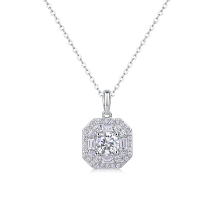 1ct Moissan Diamond Silver Pendant – Platinum Plated
