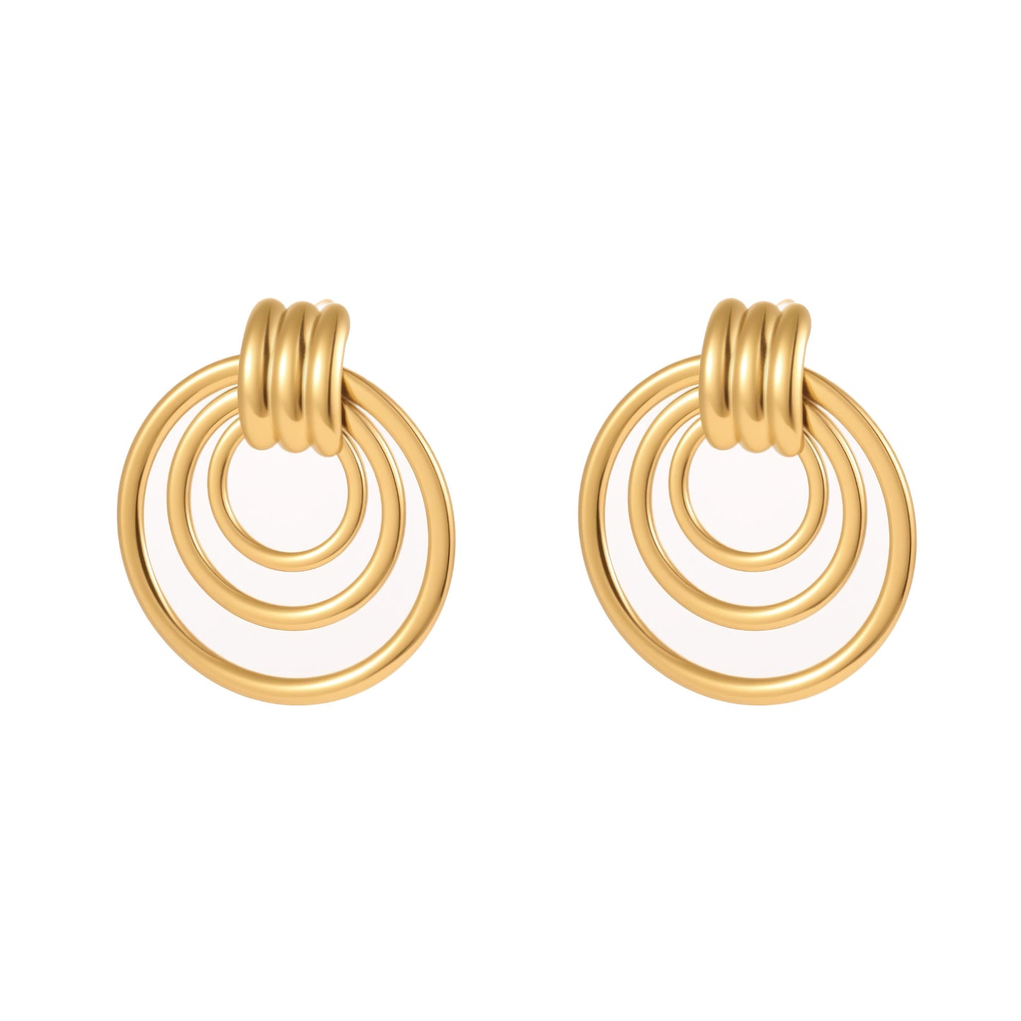 Minimalist 18K Gold Geometric Earrings – Durable Stainless Steel Design