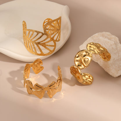 Women Leaf Stainless Steel Wristband Bow Light Luxury
