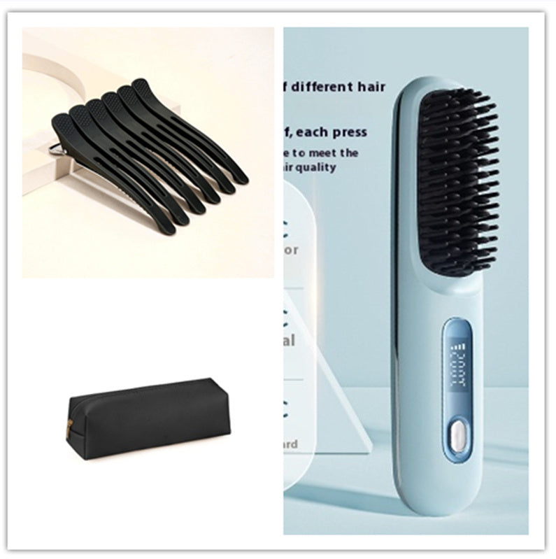 2-in-1 Wireless Hair Straightener & Comb – Fast Heating USB Brush