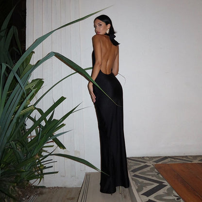 Women’s Only Invites Halter Backless Maxi Dress