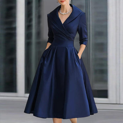 Women’s Elegant Cross V-Neck Midi Dress