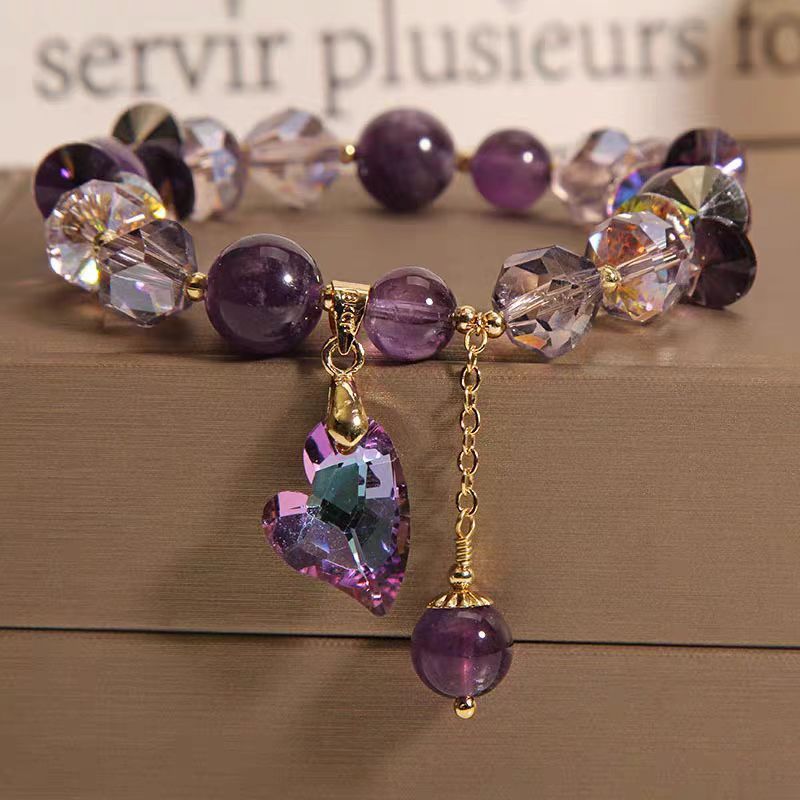 Women’s Purple Heart Amethyst Bracelet – Fashion Elegant Crystal Jewelry