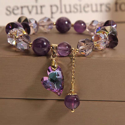 Women’s Purple Heart Amethyst Bracelet – Fashion Elegant Crystal Jewelry