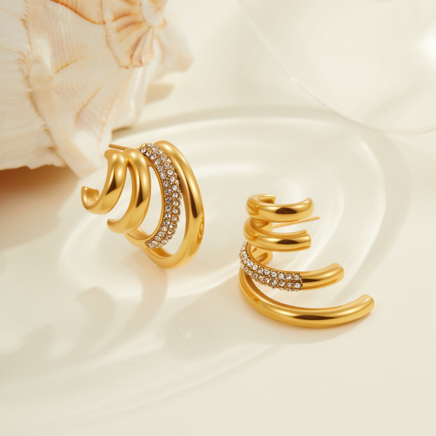 Women Ins High-end Diamond Studded Stainless Steel Earrings