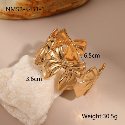 Women Leaf Stainless Steel Wristband Bow Light Luxury