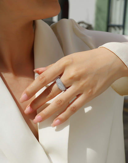 Moonlit Night Stars Moissanite Ring Set – S925 Silver & Platinum