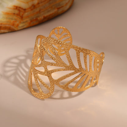 Women Leaf Stainless Steel Wristband Bow Light Luxury