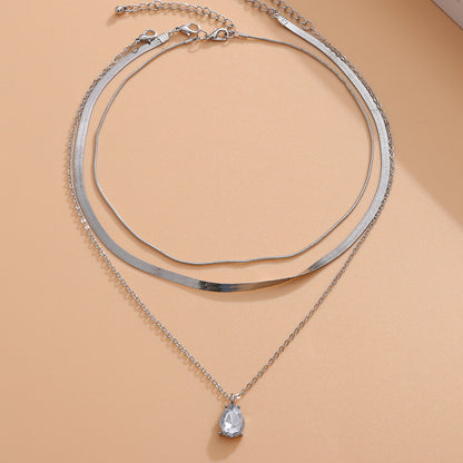 Women Sweet Cool Simple Metal Niche Water Drop Necklace