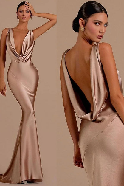 Deep V Neck Mermaid Prom Dress for Women