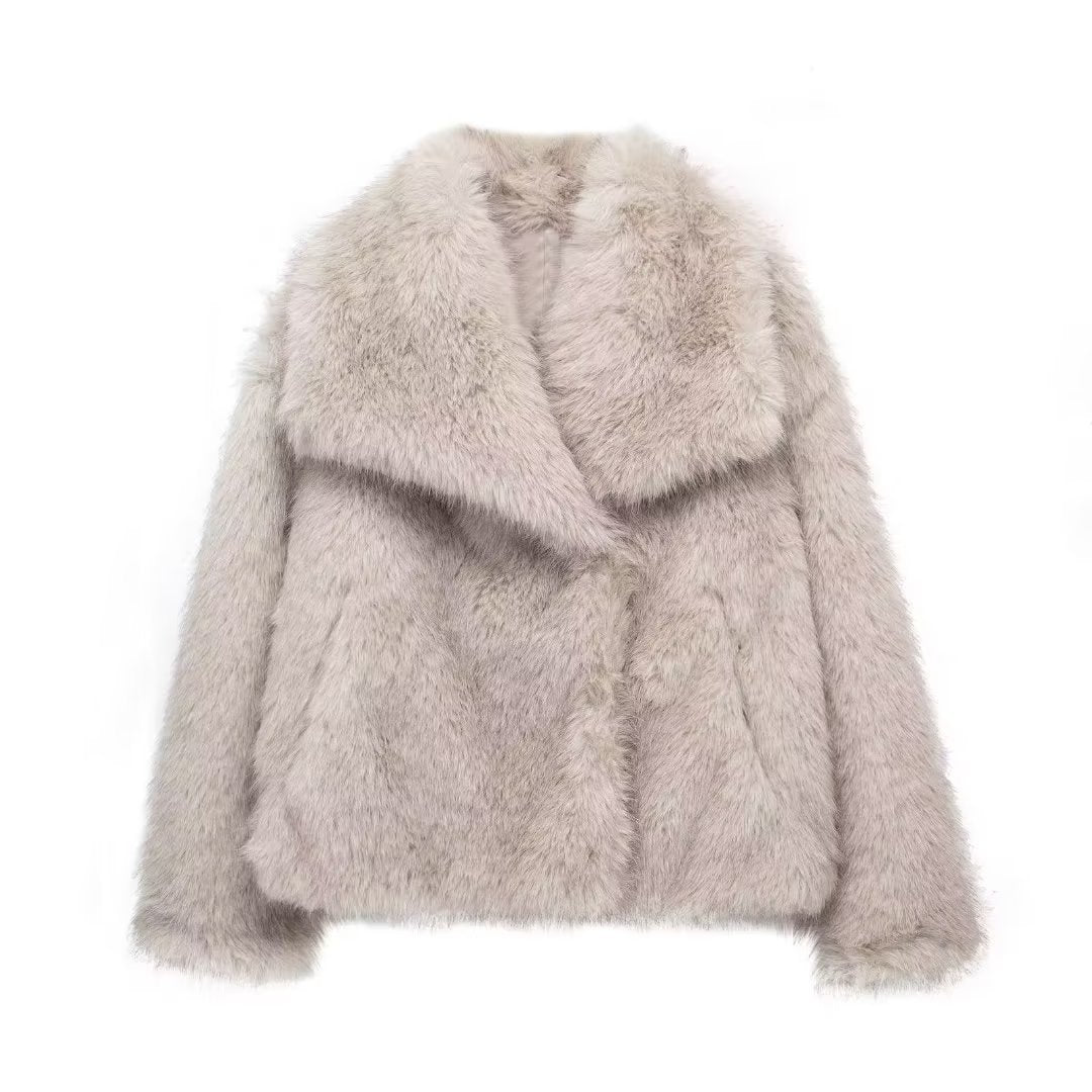 Women’s Winter Plush Coat Thick Fluffy Lapel Jacket