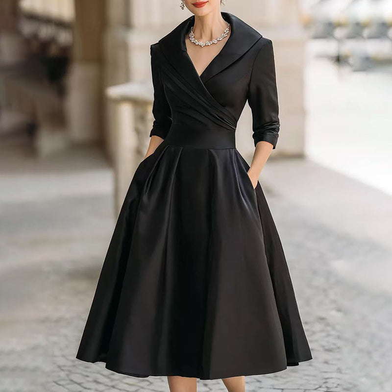 Women’s Elegant Cross V-Neck Midi Dress