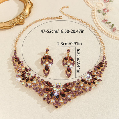 High Profile And Generous Crystal Necklace And Earrings Suite